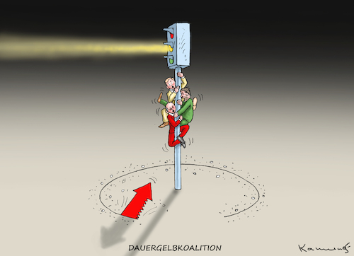 Cartoon: DAUERGELBKOALITION (medium) by marian kamensky tagged dauergelb,ampel,in,rezession,dauergelb,ampel,in,rezession