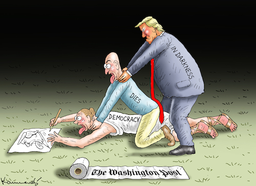 Cartoon: DEMOCRACY DIES IN DARKNESS (medium) by marian kamensky tagged trump,und,der,hurrikan,milton,us,wahlen,jeff,bezos,dreht,durch,the,washington,post,musk,tesla,project,2025,trump,und,der,hurrikan,milton,us,wahlen,jeff,bezos,dreht,durch,the,washington,post,musk,tesla,project,2025