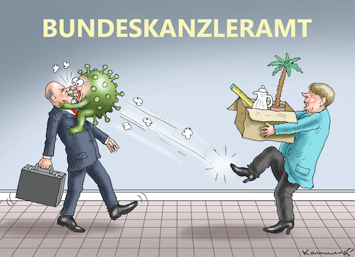 Cartoon: DER BALL LIEGT JETZT BEI SCHOLZ (medium) by marian kamensky tagged curevac,testzentren,corona,impfung,pandemie,booster,omikron,impfpflicht,curevac,testzentren,corona,impfung,pandemie,booster,omikron,impfpflicht