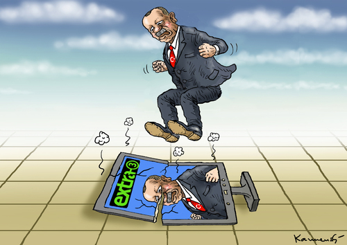 Cartoon: DER KRANKE MANN AM BOSPORUS (medium) by marian kamensky tagged erdogan,extra,drei,pressefreiheit,türkei,ard,botschafter,erdogan,extra,drei,pressefreiheit,türkei,ard,botschafter