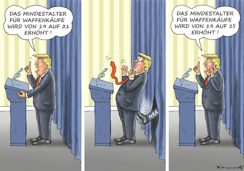 Cartoon: DER MACHER TRUMP (medium) by marian kamensky tagged terror,attack,in,florida,parkland,highschool,nra,terror,attack,in,florida,parkland,highschool,nra