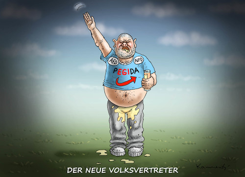 Cartoon: DER NEUE VOLKSVERTRETER (medium) by marian kamensky tagged merkel,versus,schulz,wahlkampf,2017,tv,duell,spd,cdu,merkel,versus,schulz,wahlkampf,2017,tv,duell,spd,cdu