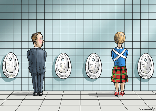 Cartoon: DER VERWIRRTE CAMERON (medium) by marian kamensky tagged englandwahlen,david,cameron,nicola,sturgeon,schottland,nationalisten,nsp,englandwahlen,david,cameron,nicola,sturgeon,schottland,nationalisten,nsp