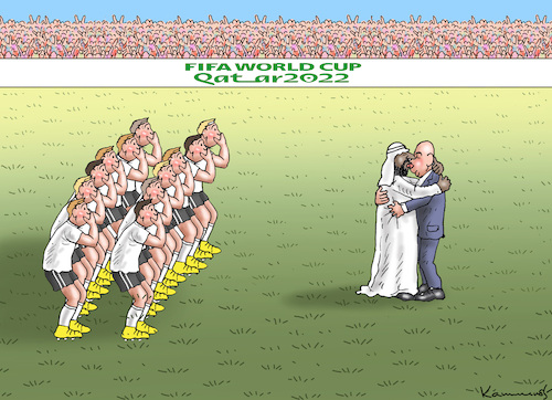 Cartoon: DEUTSCHE MANNSCHAFT PROTESTIERT (medium) by marian kamensky tagged kein,bier,in,katar,fifa,world,cup,2022,one,love,binde,kein,bier,in,katar,fifa,world,cup,2022,one,love,binde