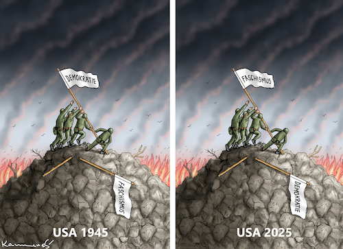 Cartoon: DIE BEFREIER (medium) by marian kamensky tagged musk,trump,zuckerberg,bezos,felon,and,elon,in,panama,zölle,diktator,selenskyj,putin,ukraine,usa,faschismus,musk,trump,zuckerberg,bezos,felon,and,elon,in,panama,zölle,diktator,selenskyj,putin,ukraine,usa,faschismus