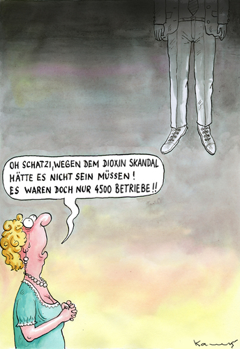 Cartoon: Dioxin Skandal Lieferant (medium) by marian kamensky tagged humor,dioxin,angst,selbstmord,ei,huhn,skandal,beziehung,partnerschaft,ehe,lieferant