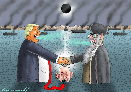 Cartoon: DIRTY PEACE (medium) by marian kamensky tagged strasse,von,hormus,wieder,gesperrt,strasse,von,hormus,wieder,gesperrt