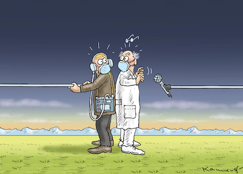 Cartoon: DISTANZIERTES VIROLOGEN-INTERVIE (medium) by marian kamensky tagged coronavirus,epidemie,gesundheit,panik,stillegung,trump,pandemie,coronavirus,epidemie,gesundheit,panik,stillegung,trump,pandemie