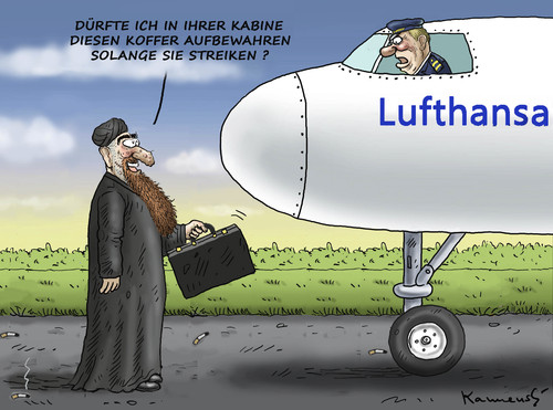 Cartoon: DSCHIHADISTEN UND PILOTEN (medium) by marian kamensky tagged lokführerstreik,dbb,streik,pilotenstreik,lufthansastreik,lokführerstreik,dbb,streik,pilotenstreik,lufthansastreik