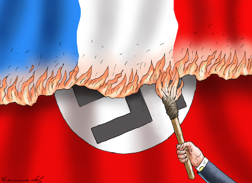 Cartoon: DÜSTERE FRANZÖSISCHE REVOLUTION (medium) by marian kamensky tagged wahlen,in,frankreich,le,pen,wahlen,in,frankreich,le,pen