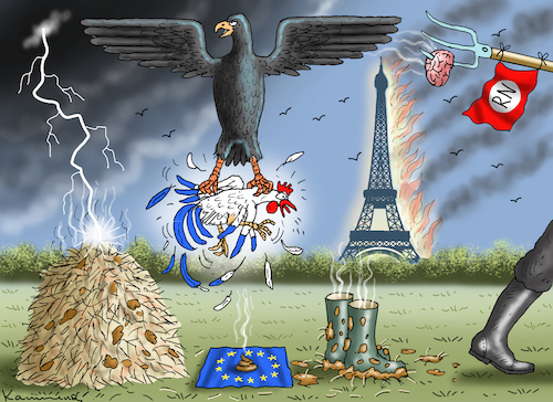 Cartoon: DUMME VOLKSVERHETZTE (medium) by marian kamensky tagged wahlen,in,frankreich,wahlen,in,frankreich