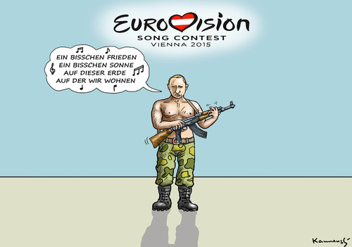 Cartoon: EIN BISSCHEN FRIEDEN (medium) by marian kamensky tagged kümmert,nach,wien,eurovision,song,contest,kümmert,nach,wien,eurovision,song,contest