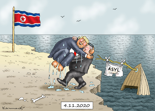 Cartoon: EIN KLEINER SCHRITT FÜR KIM... (medium) by marian kamensky tagged us,wahlen,joe,biden,trump,corona,bob,woodward,harris,pence,us,wahlen,joe,biden,trump,corona,bob,woodward,harris,pence