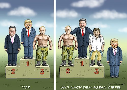 Cartoon: ENDE DER WELTMACHT USA (medium) by marian kamensky tagged asean,summit,in,jakarta,duterte,trump,asean,summit,in,jakarta,duterte,trump