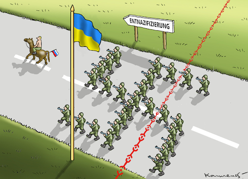 Cartoon: ENTNAZIFIZIERUNG (medium) by marian kamensky tagged putins,bescherung,ukraine,provokation,nato,osterweiterung,putins,bescherung,ukraine,provokation,nato,osterweiterung