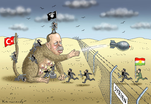 Cartoon: ERDOGANS INVASION GEGEN KURDEN (medium) by marian kamensky tagged erdogans,invasion,gegen,kurden,erdogans,invasion,gegen,kurden