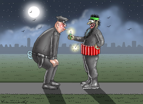 Cartoon: ES GIBT AUCH FREUNDLICHE TERRORI (medium) by marian kamensky tagged hamas,greift,israel,an,hamas,greift,israel,an