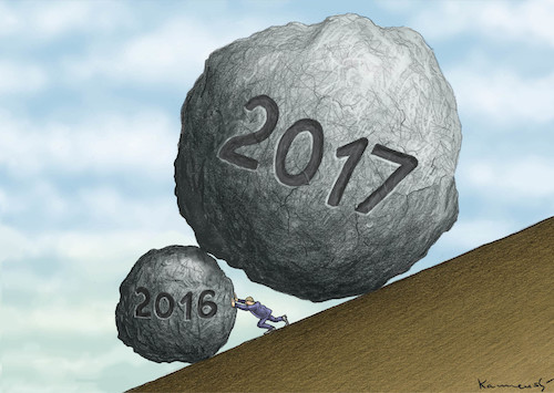 Cartoon: ES WIRD SCHON SCHIEF GEHEN (medium) by marian kamensky tagged 2017,neues,jahr,2017,neues,jahr