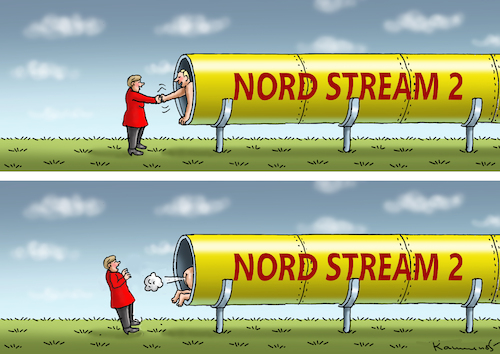 Cartoon: ES WIRD SCHON SCHIEFGEHEN (medium) by marian kamensky tagged nord,stream,merkel,putin,nord,stream,merkel,putin