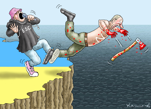 Cartoon: ESC UND PUTIN (medium) by marian kamensky tagged putins,bescherung,ukraine,provokation,swift,nato,osterweiterung,esc,und,putin,putins,bescherung,ukraine,provokation,swift,nato,osterweiterung,esc,und,putin