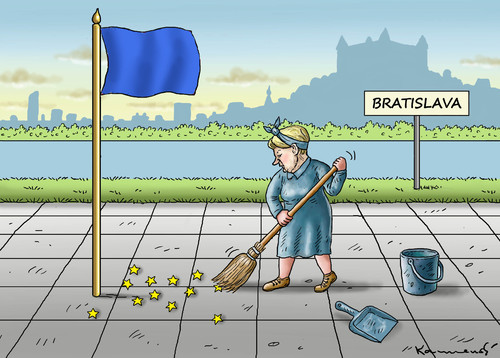 Cartoon: EU GIPFEL IN BRATISLAVA (medium) by marian kamensky tagged eu,gipfel,in,bratislava,merkel,eu,gipfel,in,bratislava,merkel