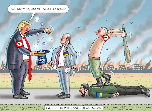 Cartoon: FALLS TRUMP PRÄSIDENT WIRD (medium) by marian kamensky tagged ukraine,hilfe,republikaner,trump,biden,seleskyj,nato,scholz,ukraine,hilfe,republikaner,trump,biden,seleskyj,nato,scholz