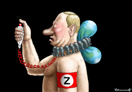 Cartoon: FASCHISTISCHER TERRORIST (medium) by marian kamensky tagged putins,bescherung,ukraine,provokation,swift,nato,osterweiterung,putins,bescherung,ukraine,provokation,swift,nato,osterweiterung