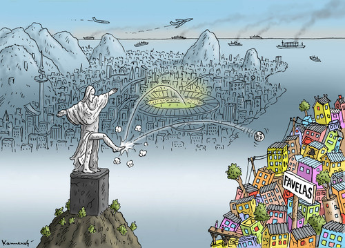 Cartoon: Favelas Fussball WM (medium) by marian kamensky tagged favelas,fifa,championships,world,weltmeisterschaft,brazil,brasilien,2014,wm,football,soccer,fußball,fussball,fussbal,wm,2014,brasilien,favelas