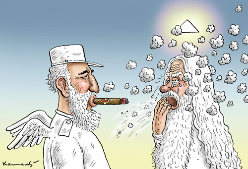 Cartoon: FIDEL CASTRO IM HIMMEL (medium) by marian kamensky tagged fidel,castro,im,himmel,kuba,fidel,castro,im,himmel,kuba