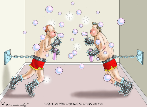 Cartoon: FIGHT ZUCKERBERG VERSUS MUSK (medium) by marian kamensky tagged fight,zuckerberg,versus,musk,fight,zuckerberg,versus,musk