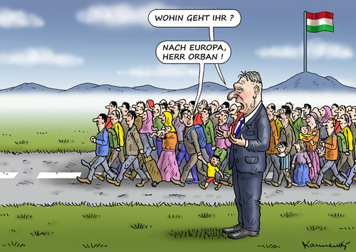 Cartoon: FLÜCHTLINGE VERLASSEN UNGARN (medium) by marian kamensky tagged seehofer,horst,heidenau,terrorismus,willkommenskultur,politik,asyl,flüchtlinge,eu,bayern,eu,flüchtlinge,asyl,politik,willkommenskultur,terrorismus,heidenau,horst,seehofer,bayern