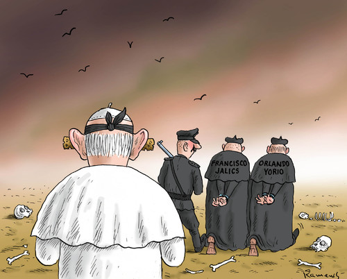 Cartoon: Francisko am Ende der Welt (medium) by marian kamensky tagged papstrücktritt,benedikt,vatikan,katholische,kirche,konklave,papstwahl,fransiskus,der,erste,kollaboration,papstrücktritt,benedikt,vatikan,katholische,kirche,konklave,papstwahl,fransiskus,der,erste,kollaboration