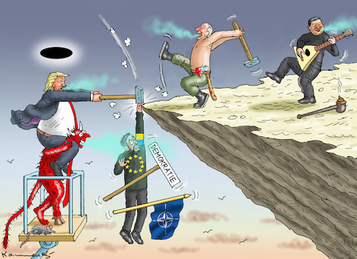 Cartoon: FRIEDENSPFEIFE GERAUCHT (medium) by marian kamensky tagged putin,ukraine,kapitulation,trump,putin,ukraine,kapitulation,trump