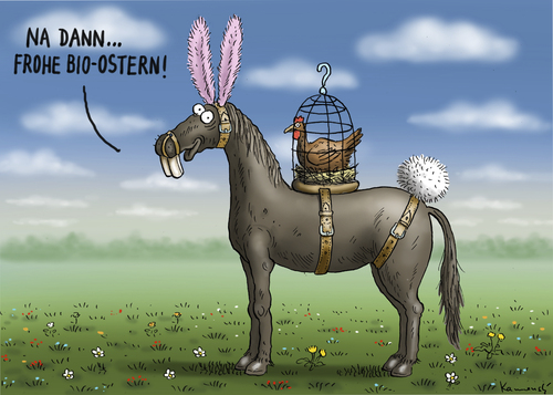 Cartoon: Frohe Bio Ostern (medium) by marian kamensky tagged pferdefleisch,skandal,bio,eier,betrug,pferdefleisch,skandal,bio,eier,betrug