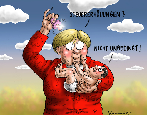 Cartoon: Gabriel gibt merklich nach (medium) by marian kamensky tagged regierungsbildung,koalition,grossen,steuererhöhungen,merkel,gabriel,marylinmonroetantespdgabrielkoal,siegmar,gabriel,merkel,steuererhöhungen,grossen,koalition,regierungsbildung