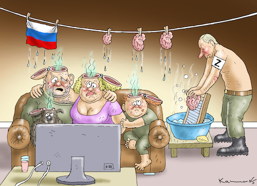 Cartoon: GEHIRNWÄSCHE (medium) by marian kamensky tagged putins,bescherung,ukraine,provokation,swift,nato,osterweiterung,putins,bescherung,ukraine,provokation,swift,nato,osterweiterung