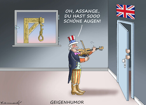 Cartoon: GEIGENHUMOR (medium) by marian kamensky tagged assange,assange