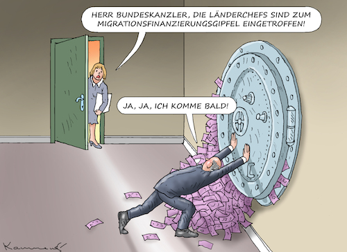 Cartoon: GEIZIGER KANZLER (medium) by marian kamensky tagged krisenverordnung,mit,olaf,krisenverordnung,mit,olaf