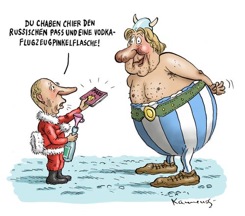 Cartoon: Gerald Departrieu (medium) by marian kamensky tagged gerald,departieu,russischer,pass,putin,weihnachtsmann