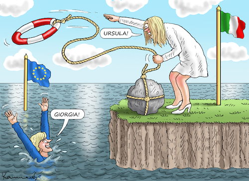 Cartoon: GIORGIA HILFT URSULA (medium) by marian kamensky tagged eu,wahlen,afd,rechtsradikal,lügen,krah,korruption,spionage,giorgia,meloni,hilft,ursula,eu,wahlen,afd,rechtsradikal,lügen,krah,korruption,spionage,giorgia,meloni,hilft,ursula