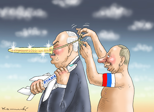 Cartoon: GOLDEN NOSE (medium) by marian kamensky tagged lukaschenko,putin,raynair,belarus,terrorismus,lukaschenko,putin,raynair,belarus,terrorismus