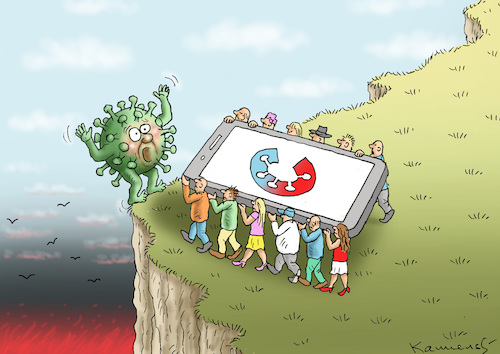 Cartoon: GOOD LUCK CORONA-WARN-APP ! (medium) by marian kamensky tagged coronavirus,epidemie,gesundheit,panik,stillegung,george,floyd,warn,app,twittertrump,pandemie,coronavirus,epidemie,gesundheit,panik,stillegung,george,floyd,warn,app,twittertrump,pandemie