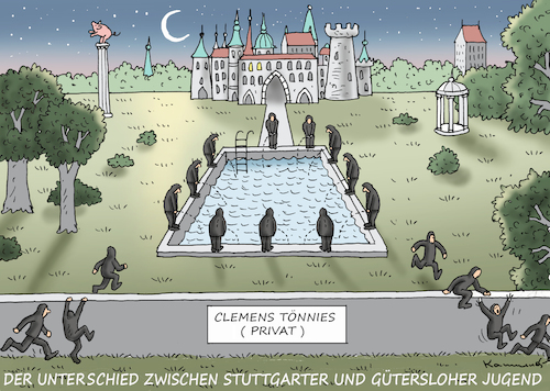 Cartoon: GÜTERSLOHER JUGEND (medium) by marian kamensky tagged coronavirus,epidemie,gesundheit,panik,stillegung,george,floyd,twittertrump,tönnies,pandemie,coronavirus,epidemie,gesundheit,panik,stillegung,george,floyd,twittertrump,tönnies,pandemie