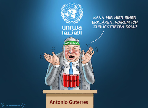 Cartoon: GUTERRES WILL NICHT (medium) by marian kamensky tagged guterres,will,nicht,zurücktreten,uno,palestina,hamas,guterres,will,nicht,zurücktreten,uno,palestina,hamas