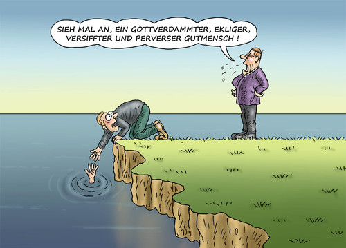 Cartoon: GUTMENSCH (medium) by marian kamensky tagged gutmensch,faschismus,populismus,gutmensch,faschismus,populismus