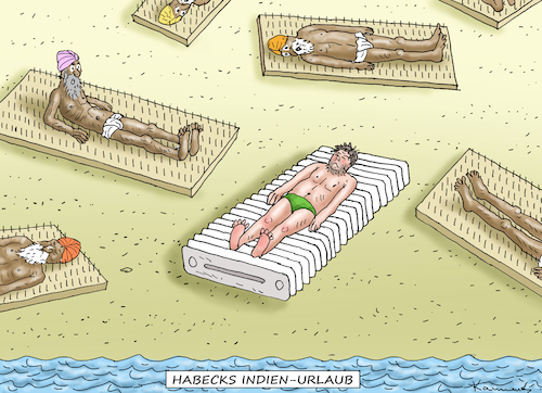 Cartoon: HABECKS INDIEN-URLAUB (medium) by marian kamensky tagged fernwärme,heizungsgesetz,fernwärme,heizungsgesetz