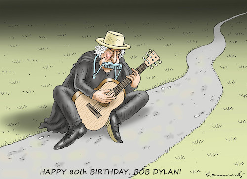 Cartoon: HAPPY 80th BIRTHDAY-BOB DYLAN! (medium) by marian kamensky tagged happy,80th,birthday,bob,dylan,happy,80th,birthday,bob,dylan