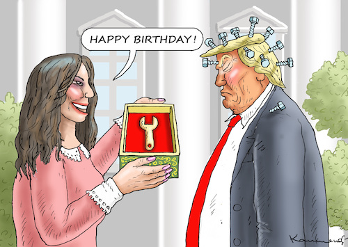 Cartoon: HAPPY BIRTHDAY-TRUMP (medium) by marian kamensky tagged coronavirus,epidemie,gesundheit,panik,stillegung,george,floyd,twittertrump,pandemie,coronavirus,epidemie,gesundheit,panik,stillegung,george,floyd,twittertrump,pandemie