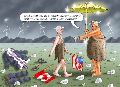 Cartoon: HAPPY CANADA (medium) by marian kamensky tagged musk,trump,zuckerberg,bezos,felon,and,elon,in,panama,zölle,diktator,selenskyj,putin,ukraine,usa,china,carney,golden,dome,kanada,handelskrieg,musk,trump,zuckerberg,bezos,felon,and,elon,in,panama,zölle,diktator,selenskyj,putin,ukraine,usa,china,carney,golden,dome,kanada,handelskrieg