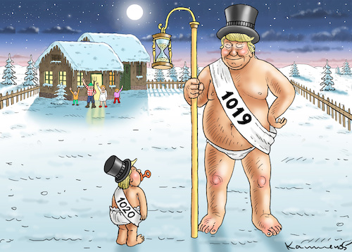 Cartoon: HAPPY TRUMP NEW YEAR 1020 ! (medium) by marian kamensky tagged brexit,theresa,may,england,eu,schottland,weicher,wahlen,boris,johnson,nigel,farage,ostern,seidenstrasse,xi,jinping,referendum,trump,monsanto,bayer,glyphosa,strafzölle,brexit,theresa,may,england,eu,schottland,weicher,wahlen,boris,johnson,nigel,farage,ostern,seidenstrasse,xi,jinping,referendum,trump,monsanto,bayer,glyphosa,strafzölle